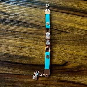 Bestsey Johnson Rose Gold Bow & Aqua band bracelet